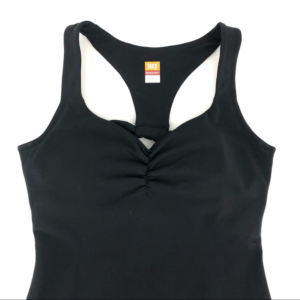 Lucy Black Racer Back Sleeveless Tank Athletic Top - Picture 2 of 8